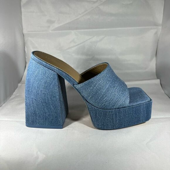 Denim Square Toe Wolf Heel - Picture 5 of 6